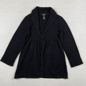 Alfani Cardigan Sweater Women Large Black Shawl Collar Angora Blend Empire Waist